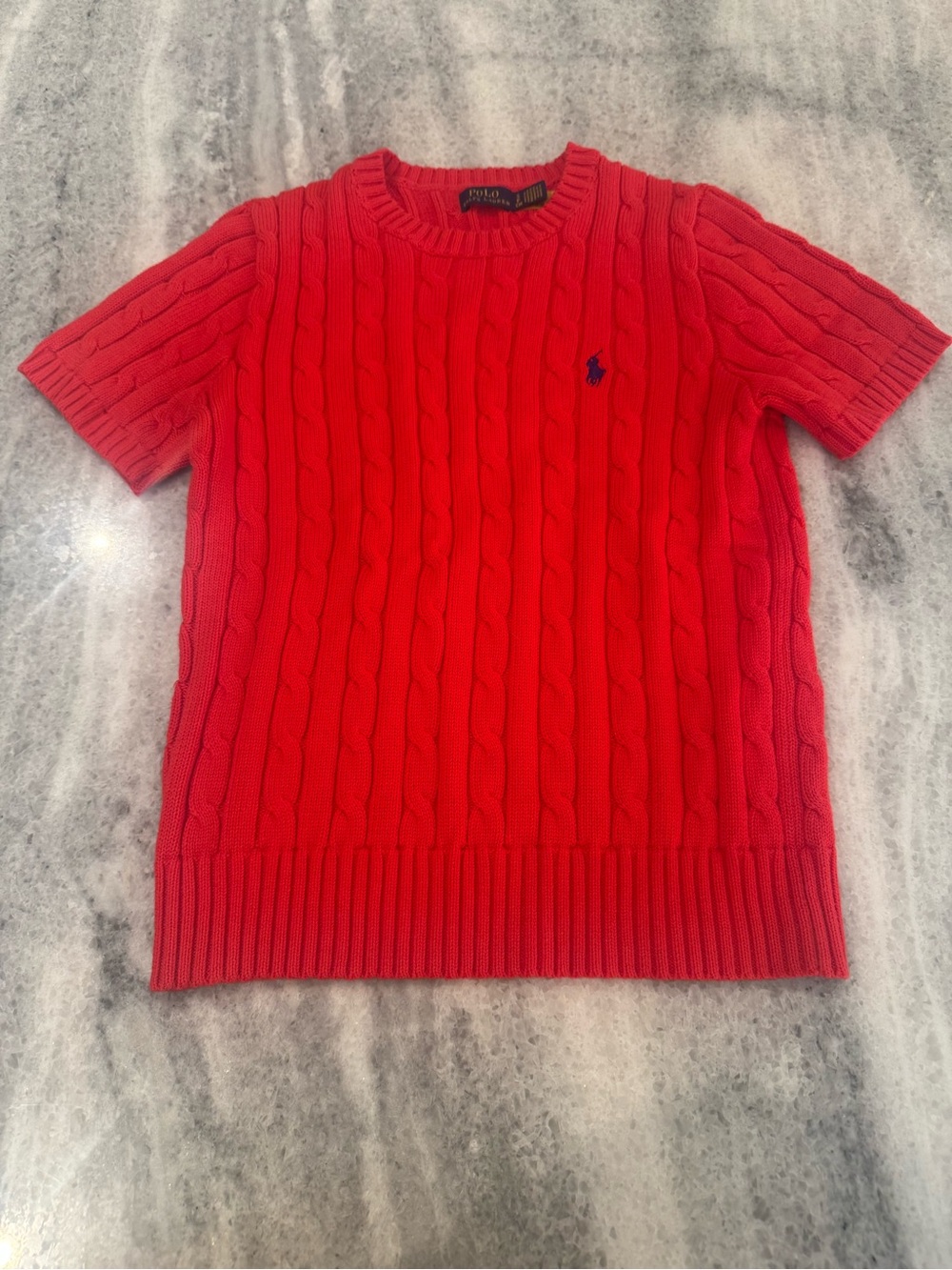 Ralph Lauren Red Cable-Knit Crewneck Sweater